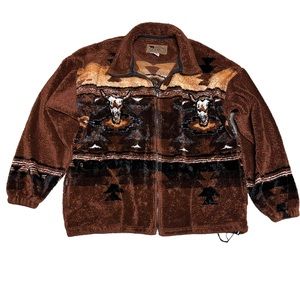 Vintage Sherpa Western Sweater Jacket Size Large